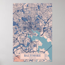 Baltimore Maryland VS Reisstad Kaart Winderige Sta