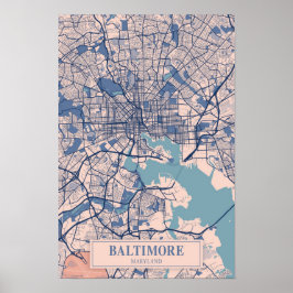 Baltimore Maryland VS Reisstad Kaart Winderige Sta Poster