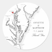 Baltimore Maryland Zwart Wit Trouwgunst Ronde Sticker (Voorkant)