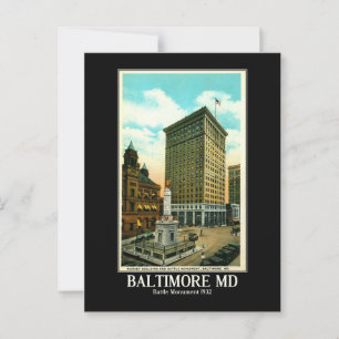 Baltimore MD, Battle Monument 1932  Inspire Briefkaart