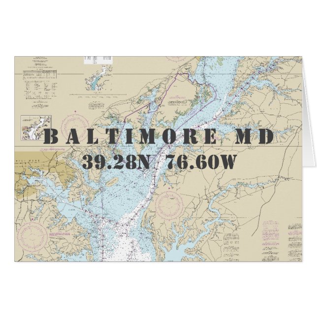 Baltimore MD Chesapeake Nautical Navigation Chart (Voorkant Horizontaal)