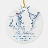 Baltimore MD Kaart Marine Trouwfoto Kerstmis Keramisch Ornament (Voorkant)