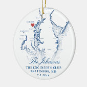 Baltimore MD Kaart Marine Trouwfoto Kerstmis Keramisch Ornament (Links)