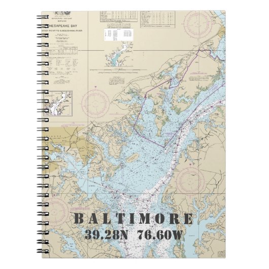 Baltimore MD Latitude Longitude Nautical Chart Notitieboek (Voorkant)