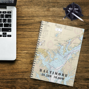 Baltimore MD Latitude Longitude Nautical Chart Notitieboek