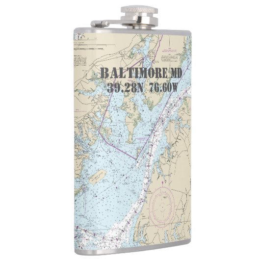 Baltimore MD Latitude Longitude Nautical Heupfles (Rechts)