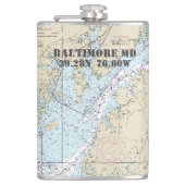 Baltimore MD Latitude Longitude Nautical Heupfles (Voorkant)