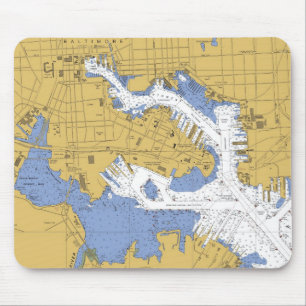 Baltimore MD Nautical Harbor Chart mousepad Muismat