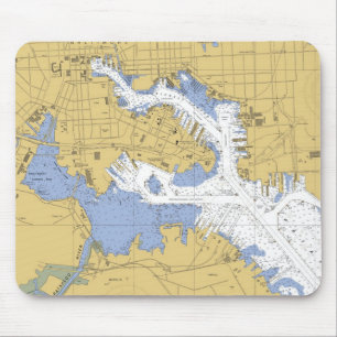 Baltimore, MD Nautical Harbour Chart Mousepad Muismat