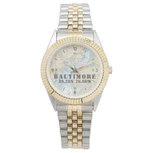 Baltimore MD Nautical Latitude Longitude Boater's Horloge