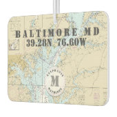 Baltimore MD Nautische Grafiek Monogram Varen Luchtverfrisser (Links)