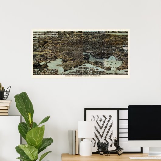 Baltimore, MD Panoramic Map - 1870 Poster (Thuiskantoor)