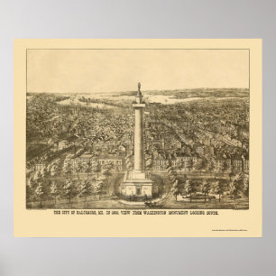 Baltimore, MD Panoramic Map - 1880 Poster