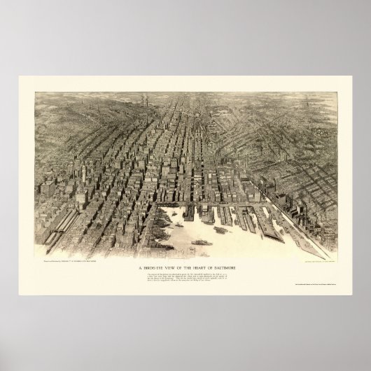 Baltimore, MD Panoramic Map - 1912 Poster (Voorkant)