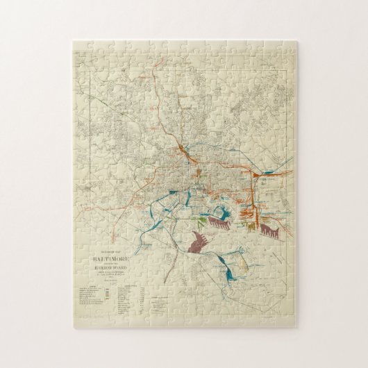 Baltimore MD Railroad Map (1922) Legpuzzel (Verticaal)