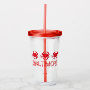 BALTIMORE MD Red Maryland Hardshell Crab Feest Acryl Drinkbeker