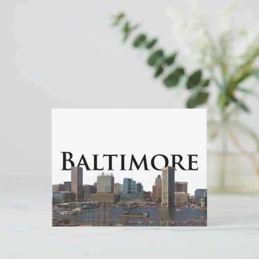 Baltimore MD Skyline met Baltimore in Sky Briefkaart (Staand voorkant)