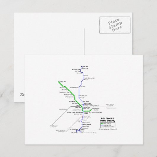 Baltimore-metro Briefkaart (Voorkant / Achterkant)
