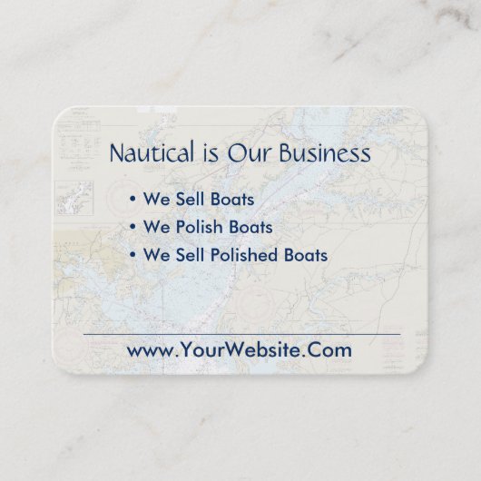 Baltimore Nautische Kaart Schoon Fris Blauw Tan Visitekaartje (Voorkant)