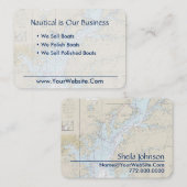 Baltimore Nautische Kaart Schoon Fris Blauw Tan Visitekaartje (Voorkant / Achterkant)