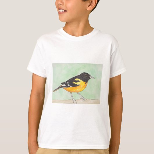Baltimore Oriole aquarel vogel schilderij T-shirt (Voorkant)