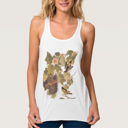 Baltimore Oriole Audubon Bird Family met Nest Tanktop (Voorkant)