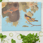 Baltimore Oriole Audubon Bird Family met Nest Theedoek (Gevouwen)