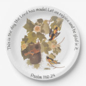 Baltimore Oriole Audubon Birds in Poplar Tree Papieren Bordje (Voorkant)