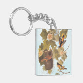 Baltimore Oriole Audubon Birds in Poplar Tree Sleutelhanger (Voorkant Links)