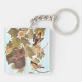 Baltimore Oriole Audubon Birds in Poplar Tree Sleutelhanger (Achterkant)
