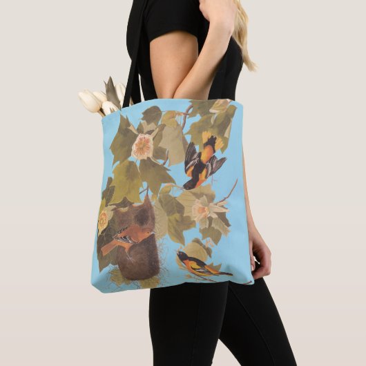 Baltimore Oriole Audubon Birds in Poplar Tree Tote Bag (Dichtbij)