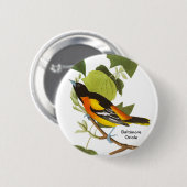 Baltimore Oriole, Audubon, Birdwatcher Accessory; Ronde Button 5,7 Cm (Voorkant /achterkant)