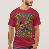 Baltimore Oriole Bird And Black Eyed Susan Flowers T-shirt (Voorkant)