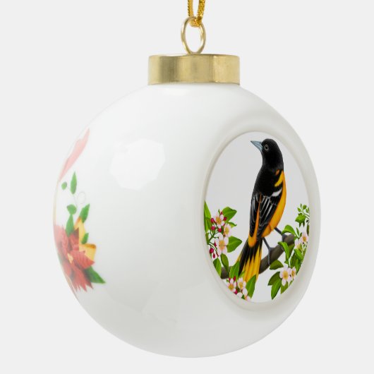 Baltimore Oriole Bird in Apple Blossom Ornament (Links)