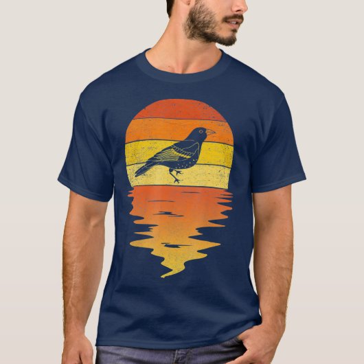 Baltimore oriole shirt retro sunset (Voorkant)