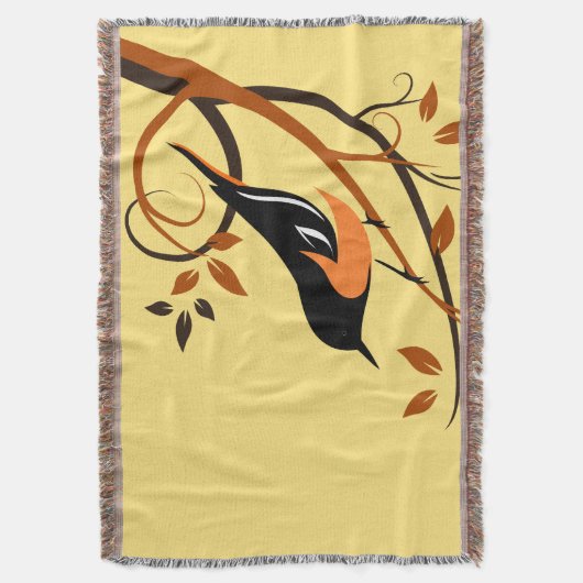 Baltimore Oriole Stylized Bird Design Deken (Voorkant Verticaal)