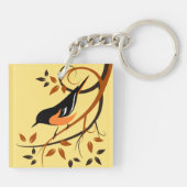 Baltimore Oriole Stylized Bird Design Sleutelhanger (Achterkant)