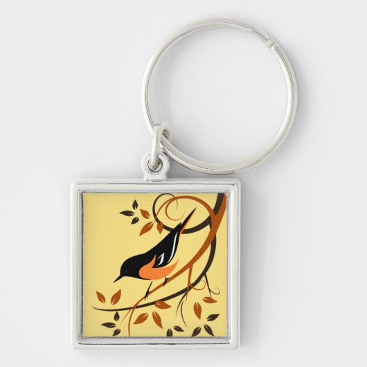 Baltimore Oriole Stylized Bird Design Sleutelhanger (Voorkant)