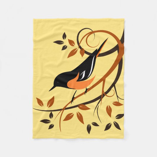 Baltimore Oriole Vogel Op Tak Fleece Deken (Voorkant)