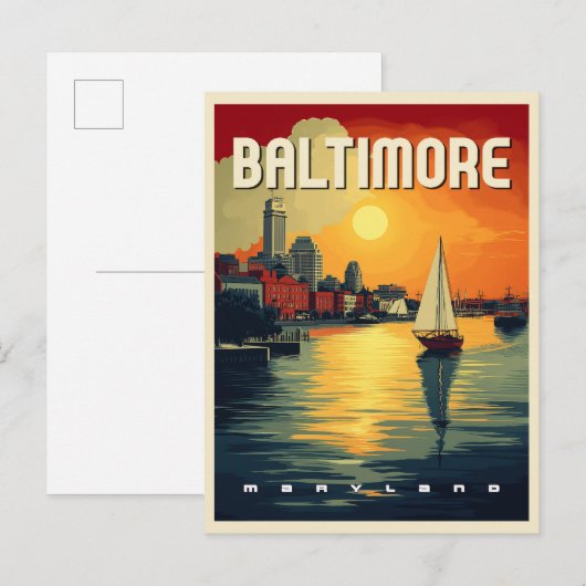 Baltimore Retro Reizen Briefkaart (Voorkant / Achterkant)
