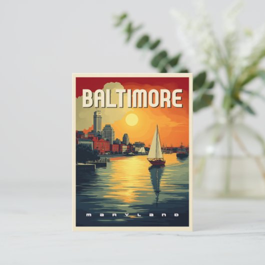 Baltimore Retro Reizen Briefkaart (Staand voorkant)