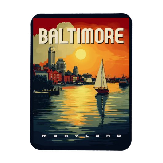 Baltimore Retro Reizen Magneet (Verticaal)