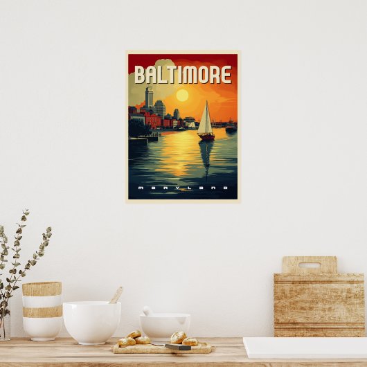 Baltimore Retro Reizen Poster (Keuken)