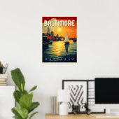 Baltimore Retro Reizen Poster (Thuiskantoor)
