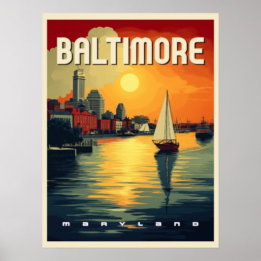 Baltimore Retro Reizen Poster (Voorkant)