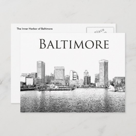 Baltimore: Scène van de binnenhaven Briefkaart (Voorkant / Achterkant)