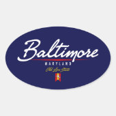 Baltimore-script Ovale Sticker (Voorkant)
