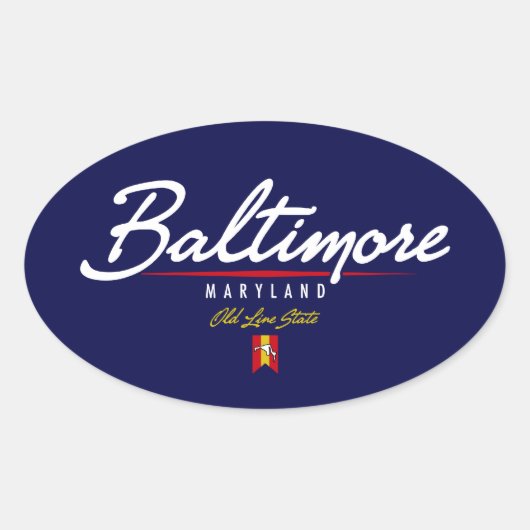 Baltimore-script Ovale Sticker (Voorkant)