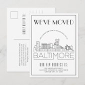 Baltimore Silhouet Moderne Deco Adreswijziging Aankondigingskaart (Voorkant / Achterkant)