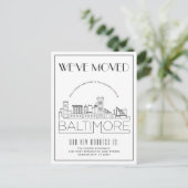 Baltimore Silhouet Moderne Deco Adreswijziging Aankondigingskaart (Staand voorkant)